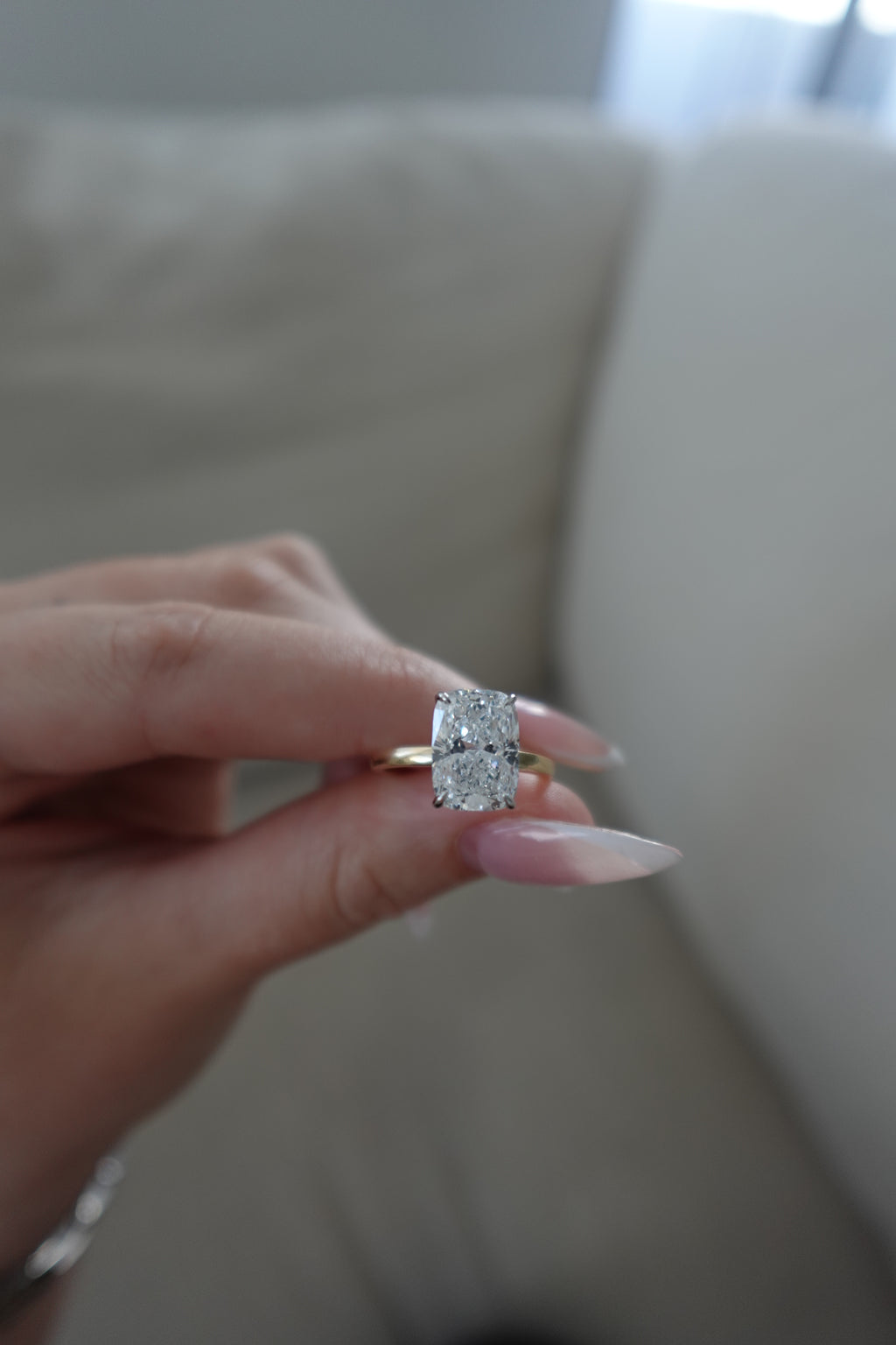 3.06CT Elongated Cushion Cut Engagement Ring