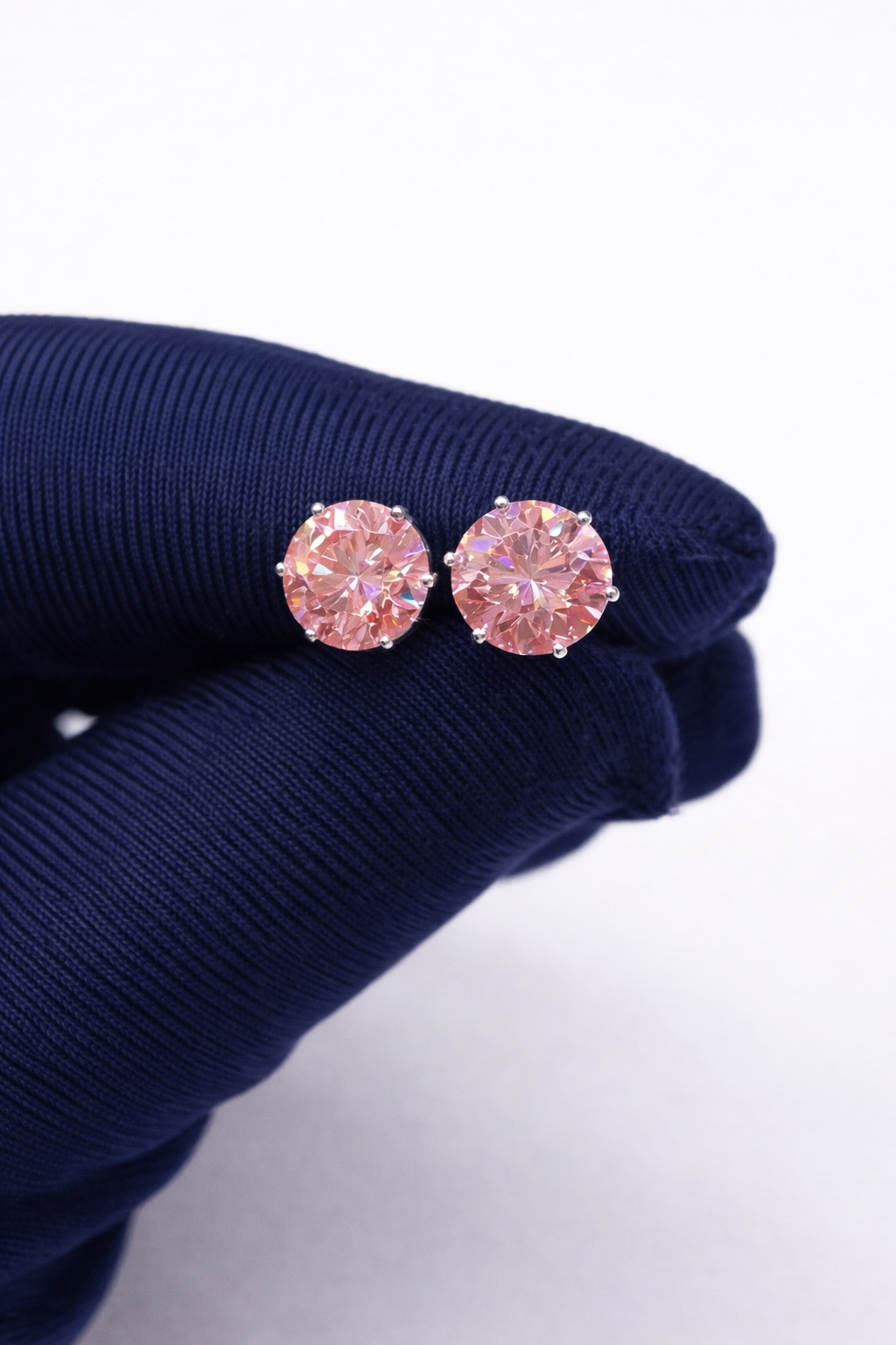 Pink Round Brilliant Cut Studs